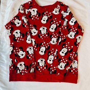 Disney Minnie Mouse Red Sweatshirt Crew Neck Women Girl Long Sleeves Medium